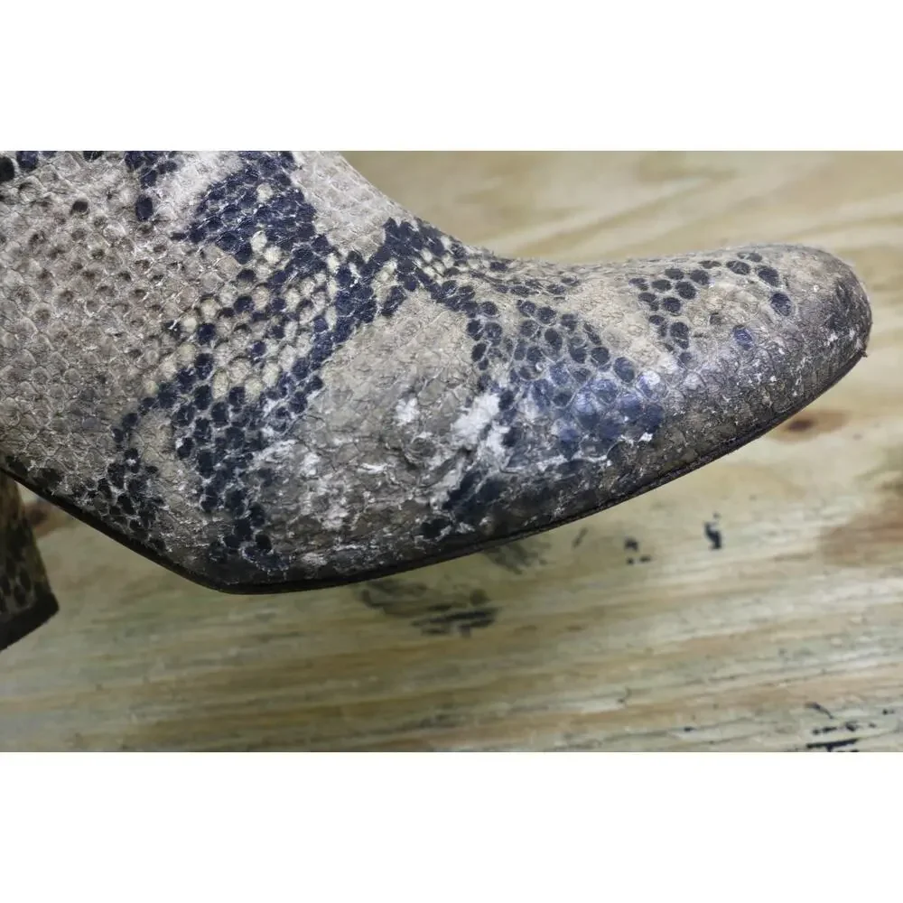 Free People Boots 6.5 Brown Snake Print Leather Cecile Ankle bootie Boho
